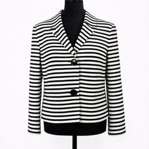 Akris Punto Striped Double-Knit Cotton Blazer – Size 8